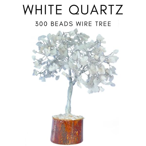 White Quartz  300 Beads Wire  Tree