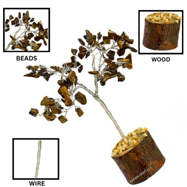 Tiger Eye 100 Beads Wire Tree