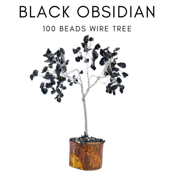 Black Obsidian  100 Beads Wire  Tree