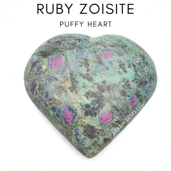 Ruby Zoisite Puffy Heart 2 inch
