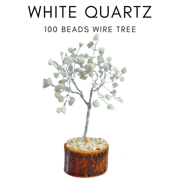 White Quartz  100 Beads Wire  Tree