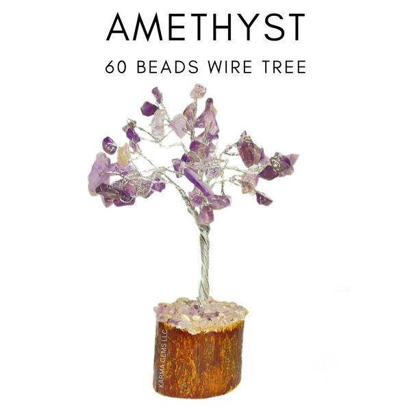 Amethyst 60 Beads Wire Tree