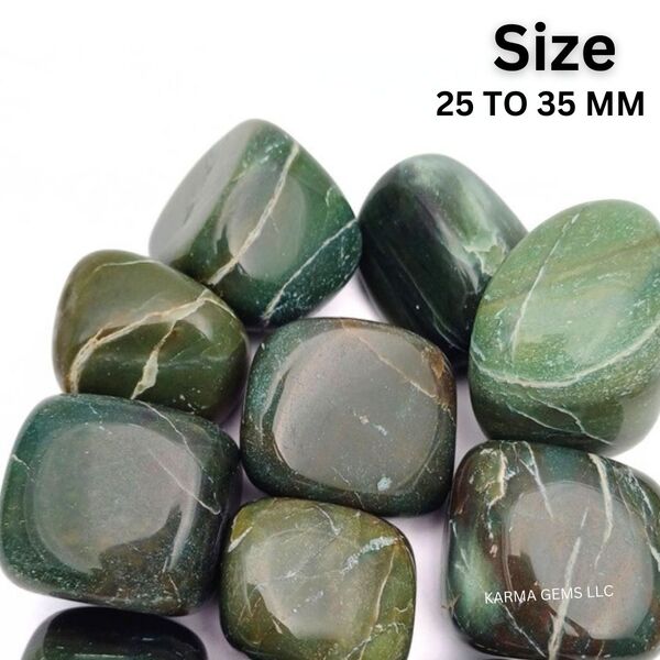 Green Jade 25 To 35 MM Crystal Tumbled Stone