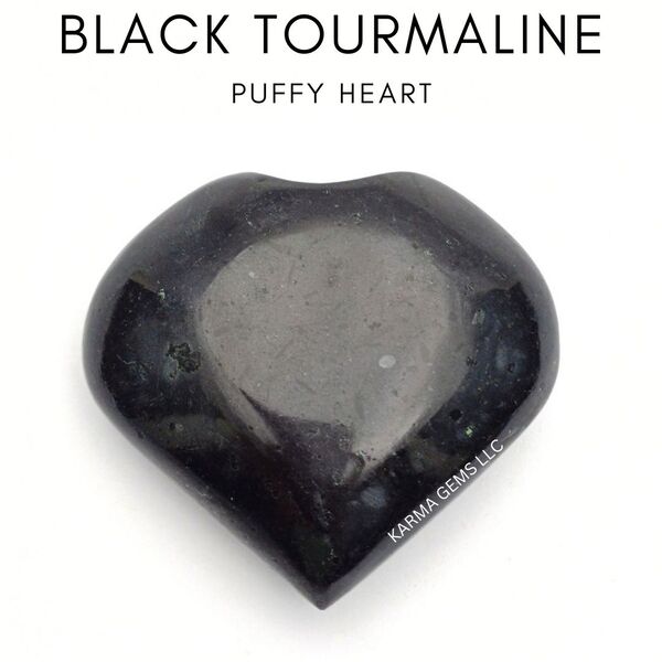 Black Tourmaline Puffy Heart 2 inch