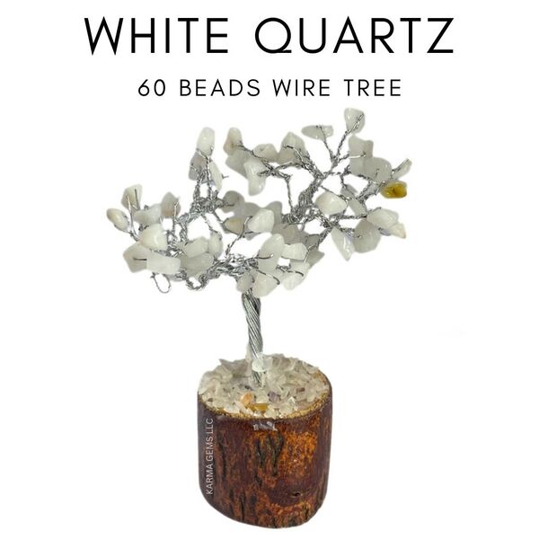 White Quartz 60 Beads Wire Tree