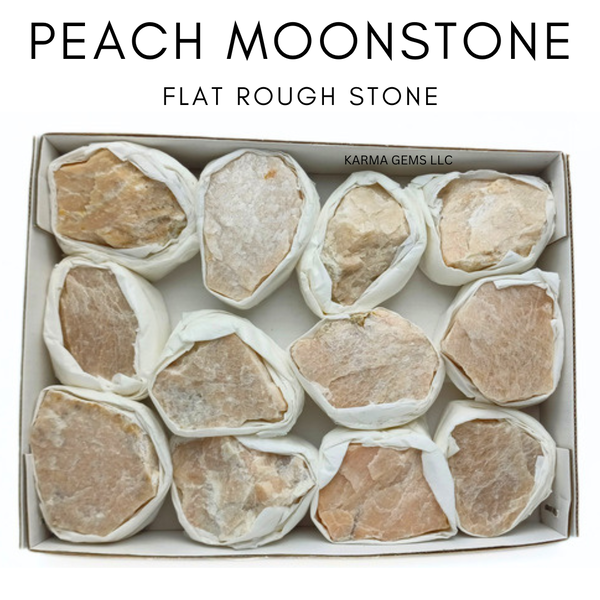 Peach Moonstone 12 Pcs Flat Rough Stone