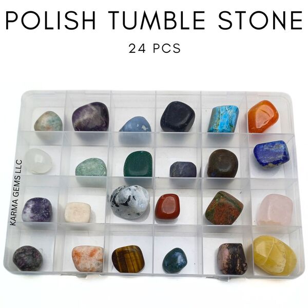 24 Pcs Polish Tumble Stone Collection Box