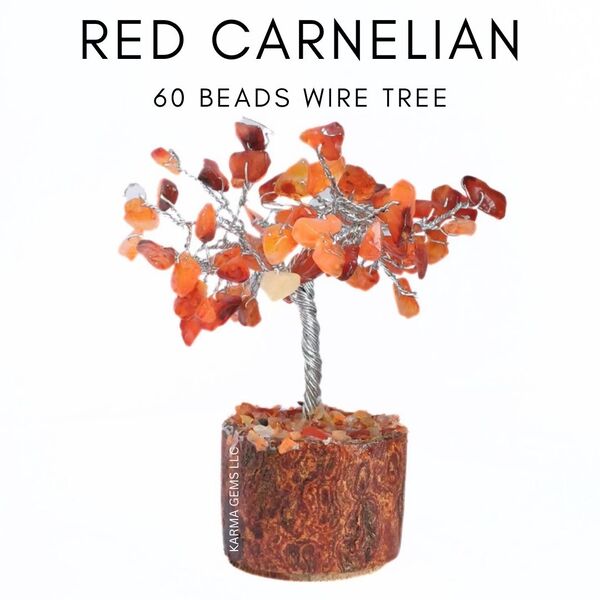 Red Carnelian 60 Beads Wire Tree