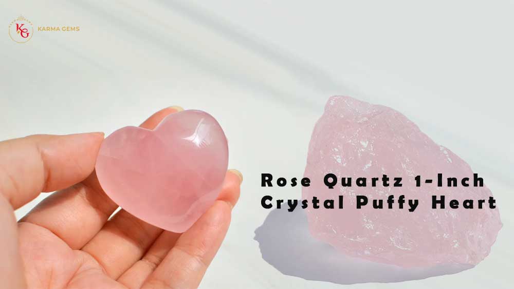 Rose Quartz 1-Inch Crystal Puffy Heart